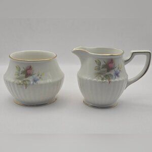 Vintage Sadler England Creamer & Sugar Bowl Set – Floral with Gold Trim